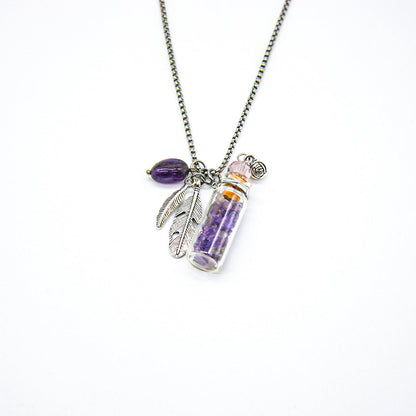 Gift Box - Crystal (Amethyst) Aroma Necklace + Purify Oil Blend