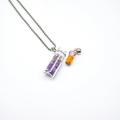 Gift Box - Crystal (Amethyst) Aroma Necklace + Purify Oil Blend