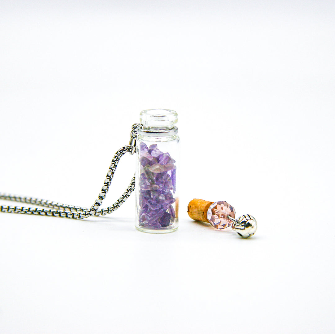 Gift Box - Crystal (Amethyst) Aroma Necklace + Purify Oil Blend