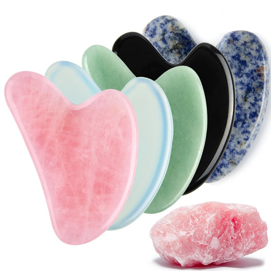 Natural Stone Jade Gouache Scraper Rose Quartz Facial Gua Sha Tools