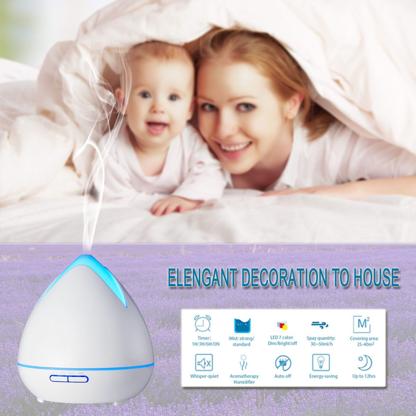 Essential Oils Ultrasonic Aromatherapy Diffuser Air Humidifier Purify