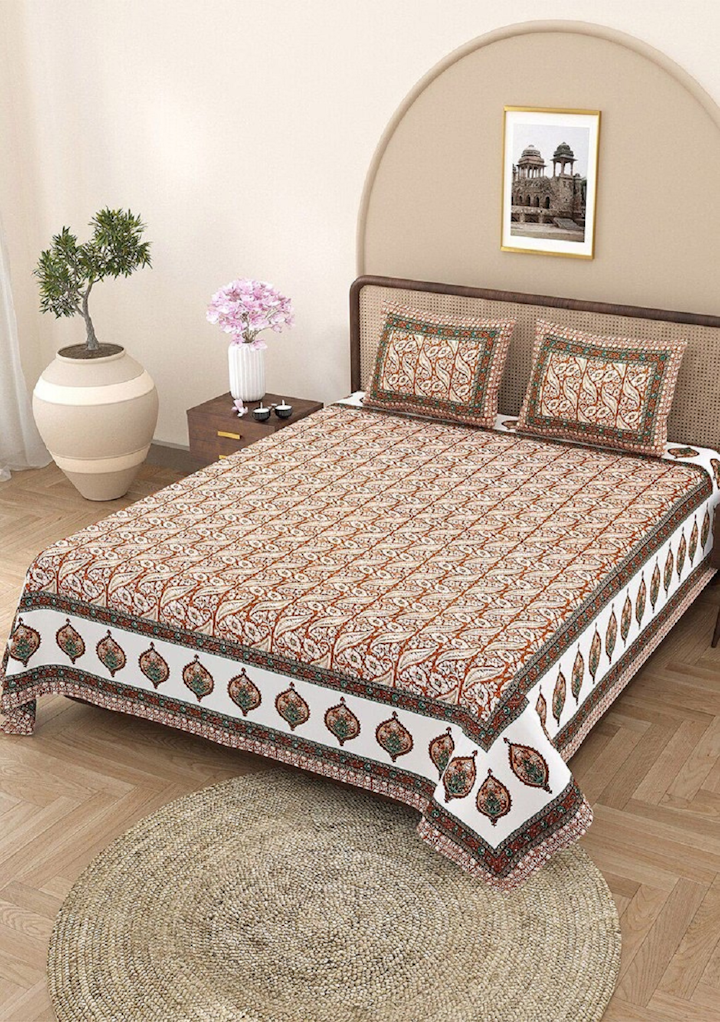 Beautiful Pure Cotton King Size Bed Bedsheet With 2 Pillow Cover Size